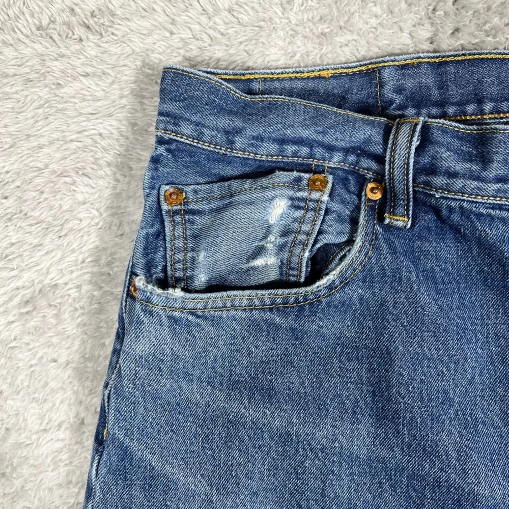 Levis 501 Original Fit Jeans Mens 38x30 Blue Denim Straight Leg Button Fly
